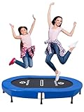 Welmotive Ovales Indoor Trampolin für 2 Personen geräuscharm belastbar bis 150kg Ideal für Kinder & Erwachsene Fitness Muskelaufbau Gewichtskontrolle Sicher mit 40 Federn Geschenkidee Dunkelblau