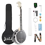 Mulucky 5-saitiger Banjo Mini, Reise-Banjo mit Remo Kopf, Resonator und 5. Stimmgerät, Anfangsset mit Stimmgerät, Gurt, Schlüssel, Plektren, Lineal – B803