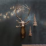 Yunweisi Hirschkopf Wanddekoration Frankie Stag Wanddekoration Antik Kupfer Hirschgeweih Wandskulptur Tierharz Anhänger Kunstharz Tierkopf Statue Wandbehang Herzstück Vintage Design Wandmontage