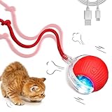 Katzenspielzeug, Geräuscharmes Katzenspielzeug Selbstbeschäftigung, Interaktives Katzen Mit USB, Selbstläufiges Katzenballspielzeug mit Hindernisvermeidung, Mit 3 Spielmodi Katzen Spielball