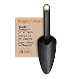 Fiskars Eco Kelle mit gebogenem Spaten, ergonomischer Griff, UV-Beständigkeit, langlebig, umweltfreundliches Werkzeug für Pflanzgefäße und Gartenbeete