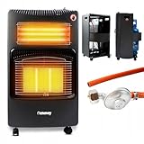 Renovey Hybridheizung 2in1 tragbar – Gasofen 4200W & Elektroheizung 1260W, mobiler Heizofen für Haus, Garage, Werkstatt & Gartenhaus, mit ODS- und FFD-Sicherheitssystemen
