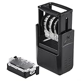 Honseadek Selbstfärbender Gummi-Datumsstempel, verstellbarer Mini-Dater 4810, 20 x 3,8 mm Aufdruck, inklusive schwarzem Ersatz-Stempelkissen 6/4910, Tinte auf Wasserbasis (englischer Kalender, Schwarz