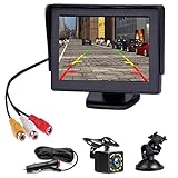 Hodozzy Rückfahrkamera Auto Rückansicht mit Nachtsicht 12 LED Wasserdicht Rückfahrsystem + 4.3' LCD Auto Monitor, Rückfahrkameras für PKW, SUV, Lieferwagen, Pickups und LKW