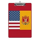 Klemmbrett A4, für 100 Blatt, Motiv: amerikanische Spanien-Flagge, Acryl-Klemmbrett, Büro-Klemmbrett für Restaurants, Unternehmen, im Freien