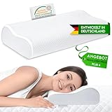 EcoSchlaf® Orthopädisches Kissen 2024 Premium Nackenstützkissen – Zertifiziert – Seitenschläferkissen Nackenkissen aus Soft Memory Foam – Ergonomisches Kopfkissen – Nackenschmerzen – Höhenverstellbar