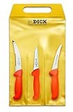 F. DICK Messer Set ErgoGrip 3-teilig „Jagd Outdoor“ (Aufbrechmesser 15 cm, Ausbeinmesser geschweift starr 13 cm, Ringelmesser gerade 10 cm, HRC 56°) 82556200, Orange