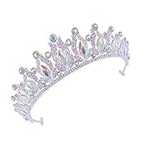 Healeved Farbige Diamantkristallkrone Strass-haarband Brautkrone Brautkopfschmuck Für Die Hochzeit Haarschmuck Für Den Abschlussball Tiara-kopfschmuck Braut Kopfschmuck Silver Zinklegierung