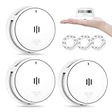 Rauchmelder, Rauchmelder 10 Jahre Batterie, Feuermelder mit Stummschaltfunktion aus der Ferne, Feuermelder 10 Jahre Batterie Testsieger, Große Test/Stummschalttaste, TUV-Zertifiziert EN14604