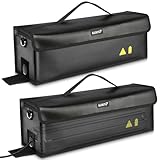 GUOOTU 2 Er Set Ebike Akku Tasche,Feuerfest bis 1400 °C,für Lagerung,Transport, Akku Tasche Wasserdicht Explosionssicher,Ebike akku schutzhülle Großraum (2, 49 x 15 x 15cm -2 Stück)