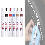 THQERAER Waterproof Tire Paint Pen, 2024 New Non-Fading Tire Paint Pen, 12 Colors Waterproof Non-Fading Tire Paint Pen, DIY Car Tires Colorful Marker Pen Set (6PCS A)