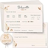 OLGS Babyparty Ratespiel 25 Karten zum ausfüllen DIN A6 | Babywette Tippkarten für Babyshower | Gender Reveal Party Quiz für Junge und Mädchen | Schwangerschaft Geschenk Baby Party Spiele - Boho