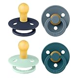 BIBS Colour Schnuller 4er-Pack, BPA-frei, Kirschform Nippel. Naturkautschuk / Latex, Hergestellt in Dänemark. 0-6 Monate (4er Pack), Baby Boy Colours