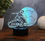 Optechvisual Fußball LED Lampe mit Wunschnamen zum Selbstbekleben – Nachtlicht für Kinder & Jungs – Dimmbar mit Touch-Funktion – Fußball Deko & Geschenkidee fürs Kinderzimmer