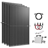 ration1 Balkonkraftwerk Komplettset Steckdose 1720Wp, 4x Trina 430Wp Bifazial Solarmodule, Solaranlage mit Hoymiles 1600W Wechselrichter, App-Überwachung, Plug & Play Mini PV-Anlage, 0% MwSt