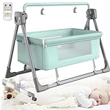 Hydravex Babybett, Babywiege, Stubenwagen, Beistellbett mit großer Krümmung, Reisebett, beweglicher Stubenwagen mit Moskitonetz Green
