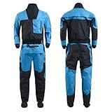 WYWY Trockenanzug,Herren Kajak Trockentauchanzug, Wasserdichter und Kältebeständiger Tauchanzug, Hochwasserschutz und Brandbekämpfung Schnellwasserrettungsanzug(Blau,XXXL)