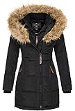 Geographical Norway BEAUTIFUL LADY - Warme Damen Parka - Mantel mit Kunstpelz Kapuze - Winter Wind Jacke - Lange Jacke winterjacke - Damen Geschenk (Schwarz S)