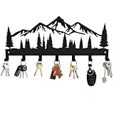 Monlyey Schlüsselhalter für die Wand | Metall-Schlüsselhalter Haken Organizer Rack | Metall-Schlüssel-Organizer Wand dekorativ mit 7 Haken für Eingang, Haustür, Flur, Küche, Büro(Berg)