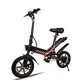 IDMD 14 Zoll E-Bike Klappbar, 36V 10,4Ah Akku und Bis 45 km Reichweite, 250W Motor, Einstellbarer Höhe Mini Elektro-Klapprad für Stadt & Pendler Damen und Herren (Orange)