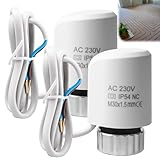 2 Stück Stellantrieb Fussbodenheizung 230v M30x1,5 (Stromlos Geschlossen) Thermischer Stellantrieb Stellmotor Fussbodenheizung Fußbodenheizung Ventil für Fußbodenheizung Heizkörper