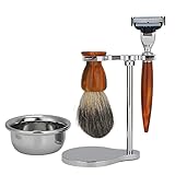 ZASCHMOY Professionelles Rasierset für Männer, Rasierpinsel aus Edelstahl, Seifenschalenhalter-Set für eine Bequeme Rasur