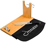 Jamonprive Professioneller Schinkenhalter + Messer + Wetzstahl + Schinkenabdeckung - Ideal für Serrano, Ibérico und Prosciutto Schinken