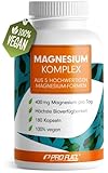Magnesium Komplex 180 Kapseln, 400 mg elementares Magnesium pro Tag, 5 hochwertige Formen: Mag.-Oxid, Citrat, Bisglycinat, Malat & Ascorbat, optimale Bioverfügbarkeit, 3 Monats-Vorrat