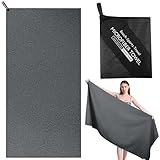 Zocipro Mikrofaser Badetüch Groß,180x80cm Kompakt Schnelltrocknend Mikrofaser Saunatuch, Strandhandtuch Leicht, Reisehandtuch Strandtuch und Handtuch für Sport Travel Yoga Camping Beach Gym(Grau)