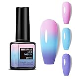 Farbwechsel UV Gel Nagellack - 7.5ml Temperaturänderung mit Glitzer Effekt, Rosa blau Temperatur Farbwechsel Nagellack Soak Off UV LED Nail Art Gel Lack für Home DIY Nail Art Nail polish (Light pink)