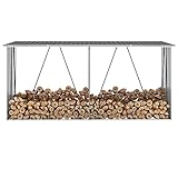 Chaduof Brennholzlager, Kaminholzregal Aussen, Holzstapelhilfe, Carport, Sichtschutz Garten, Kaminholzregale, Verzinkter Stahl 330x84x152 cm Anthrazit