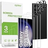 apiker 3 Stück Schutzfolie für Samsung Galaxy S23 Ultra, 2 Stück Panzer Schutz Glas für Samsung S23 Ultra Kamera, Fingerabdruck-ID unterstützen, Hohe Definition, Anti-Kratzen, Anti-Bläschen