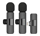 HUACAM 2Pcs Lavalier Kabelloses Mikrofon für iPhone,Mini Mikrofon für Aufnahmen, Live-Streaming, YouTube, Tiktok, Facebook, Intelligente Rauschunterdrückung, Automatische Synchronisation, Keine App