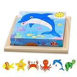 RZMZBY Kinderspielzeug 1 2 3 4 Jahre, 6 in 1 Holzpuzzle Tierpuzzle Montessori Spielzeug 1-4 Jahre Geschenk Mädchen 1-4 Jahre Holzspielzeug Kinder 1-4 Jahre Geschenk Bild