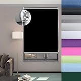 Verdunkelungsrollo, 115 x 190 cm, Premium-Thermo-Material für komplette Lichtblockierung, gerader Rand, ideal für Bad und Büro, leicht und langlebig