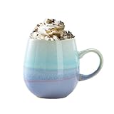 eKsdf Kaffeetasse Groß Tasse 500ml mit Henkel Porzellan Kaffeebecher Keramiktasse Modern kaffeetassen Teetassen Geschenk für Kaffee-Liebhaber Frauen Mama papa für Cappuccino, Müsli (Seeblau)