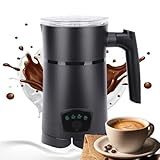 350 ML 4-In-1 Vollautomatischer Intelligenter Geteilter Doppelkopf-MilchaufschäUmer FüR HeißE Und Kalte GeträNke, Knopftyp-Taste, Geeignet FüR HeißE Schokolade, Latte,Black