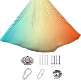 𝐘𝐨𝐠𝐚 Hammock 𝐬𝐰𝐢𝐧𝐠 Swing 200 Kg Max. Tragfähigkeit Mit Beschläge -𝐘𝐨𝐠𝐚 HäN𝐠𝐞𝐦𝐚𝐭𝐭𝐞 Set Aerial, Geeignet, um lebendiger und fröhlicher zu machen (280 * 150CM),I-Blau-Orange