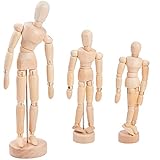 Gliederpuppe,Osuter 3 Stück Mannequin aus Holz,Kunstfigur zum Malen und Zeichnen,Flexibler Mannequin,Holzpuppe,Zeichenpuppe aus Holz,Ideale Holzpuppe zum Zeichnen(20cm,14cm,11.4cm)