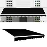 Markisenstoff 2m 3m 4m 5m 6m 7m Ersatzstoff für Einziehbare Terrassenmarkise, Einziehbar Terrassenmarkise Ersatz Markisenbespannung, für Balkon Außenbereich Garten(Schwarz,250x200cm)