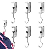 HonQiShiMY 6 Stück Taschenhalter für Tisch, Taschenhaken Tisch Verstellbar & Antirutsch, Silberner Eisen-Tischhaken, Handtaschenhalter für Tisch,Geeignet für Schulbänke, Bürotische, Schlafzimmertische