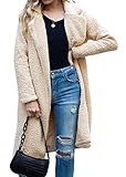 ticticlily Wintermantel Damen Winterjacken Mantel Lange Plüsch Wolle Sherpa Jacken Fleece Coat Casual Lose Elegant Cardigan Parka Große Größen A Aprikose S