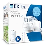 BRITA Wasserfilter für Wasserhahn ON TAP V inkl. 1 Filterkartusche – für nachhaltiges Wasser mit besserem Geschmack/reduziert kleine Partikel, Metalle & geschmacksbeeinträchtigende Stoffe