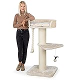 HAPPYPET Premium Kratzbaum Grosse Katzen Stabil 'Felix' - Katzenbaum, Kletterbaum, für Maine Coon, Natursisal, Dicke Stämme mit 18 cm, 120 cm Hoch