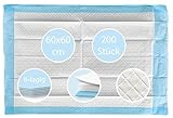 TIGA-MED Krankenunterlagen 60x60cm | 6-lagig | 200 Stück | Trainingspads | Wickelunterlagen für Babys | Einmal Patientenunterlagen | Inkontinenzunterlagen | Welpenunterlagen