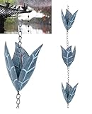 Tefola 2.6m Regenkette, Regenablaufkette, Regenkette Ablaufkette, Regenrinne, Regenkette für Dachrinnen, Blaue Blattförmige Regenketten aus Eisen