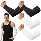 SEANSELO 4 Paare Kühlung Schutz Ärmlinge, Arm Sleeves Tattoo Cover für Frauen Männer Radsport Golf Radfahren