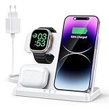 JARGOU 3 in 1 Kabelloses Ladegerät, Induktive Ladestation für Apple Watch und iPhone, Wireless Charger für iPhone 15 14 13 12 11 Pro Max/XS/8, für Apple Watch 9/Ultra/8/7/6/SE/5/4/3/AirPods Pro 3 2