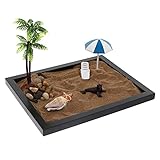 Abaodam 2 Sätze Seelöwen-Strand-Sandtisch Zen-Garten-Dekor Miniatur-Meditationsgarten Ozean Szene dekor Miniaturlandschaft hölzern Ornamente Sandspielzeug schmücken Sandkasten Plastik