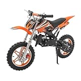 Kinder Crossbike, 2-Takt 49ccm Motor 10 Zoll Motorrad | Pocket Bike | Dirt Bike | Motocross | Pocketbike | Motorsport Dirtbike (Orange)